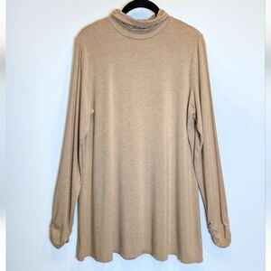 Investments Essentials Tan Turtleneck Long Sleeve Soft Modal Shirt Size Large
